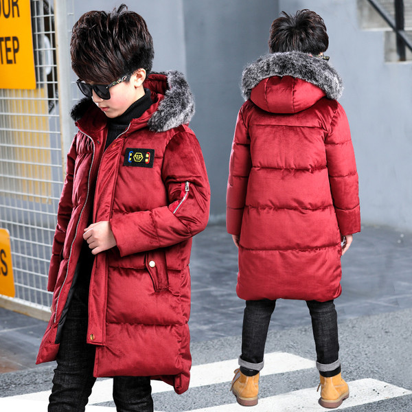 Modern hosszú téli kabát fiúknak két színben