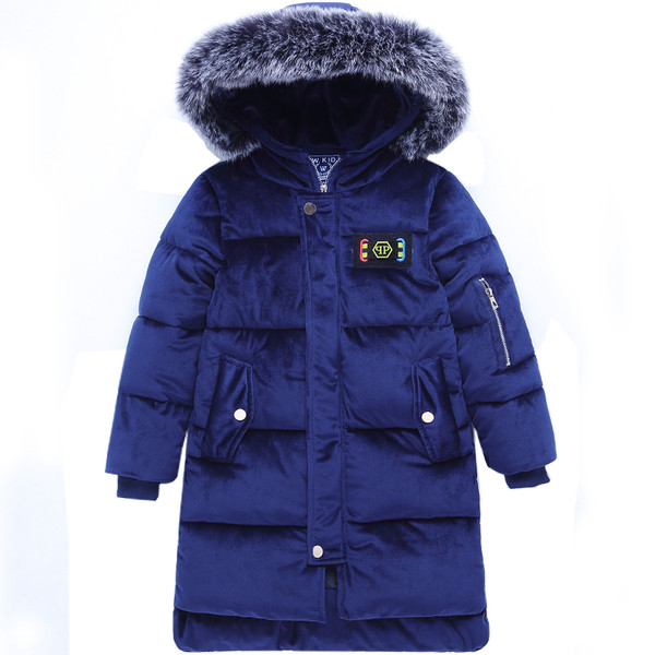 Modern hosszú téli kabát fiúknak két színben