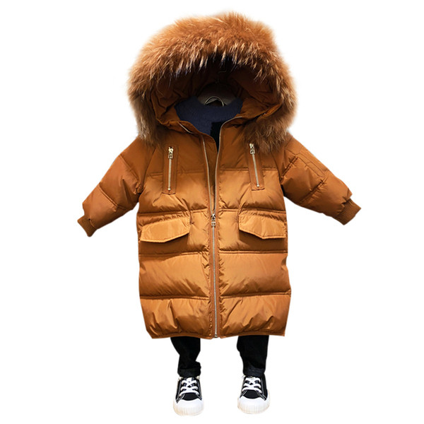 Modern barna színű gyerekkabát fiúknak