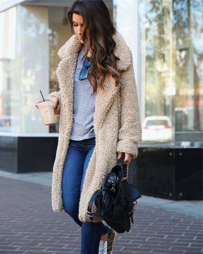 Модерно дамско топло  палто дълъг модел в няколко цвята 