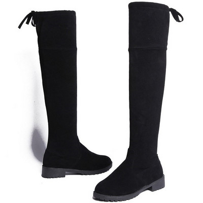 Női téli csizma öko velúrból meleg béléssel, fekete színben