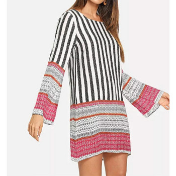 Hétköznapi női ruha hosszú ujjú, O-nyakú