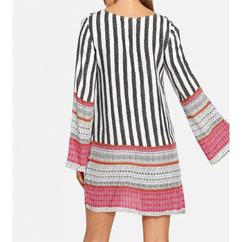 Hétköznapi női ruha hosszú ujjú, O-nyakú