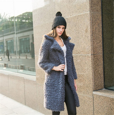 Palton de dama moderna toamna-iarna model lung cu guler in forma de V in mai multe culori