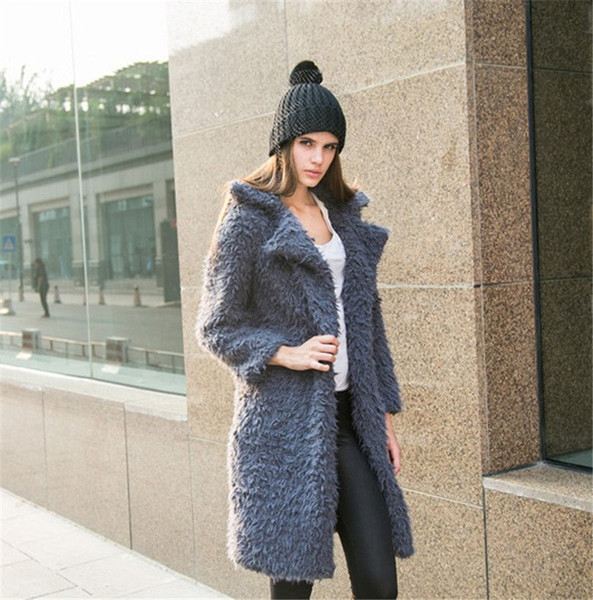 Palton de dama moderna toamna-iarna model lung cu guler in forma de V in mai multe culori