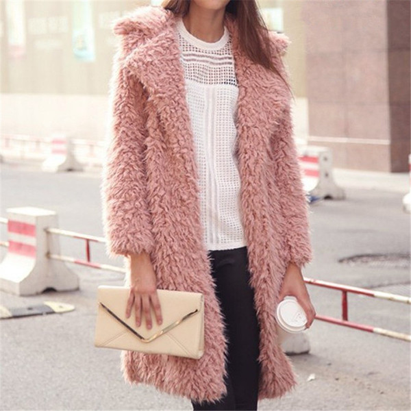 Palton de dama moderna toamna-iarna model lung cu guler in forma de V in mai multe culori