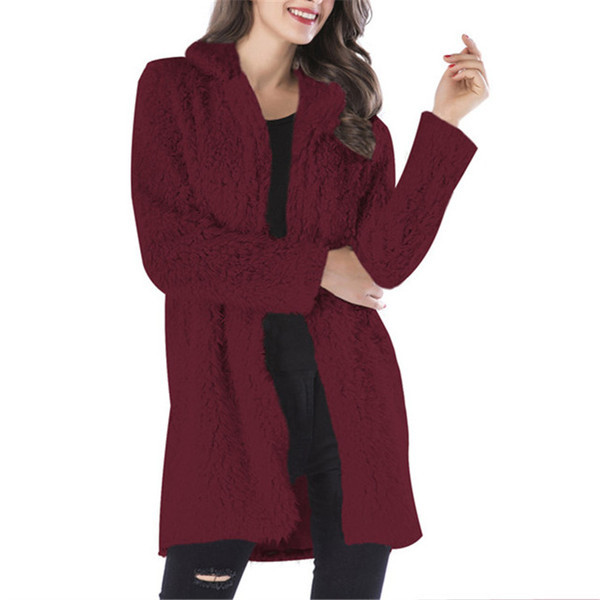 Palton de dama moderna toamna-iarna model lung cu guler in forma de V in mai multe culori