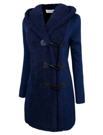 Μαλακό μακρύ γυναικείο παλτό με  κουκούλα σε τρία χρώματα
