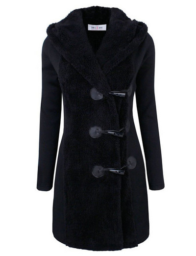 Μαλακό μακρύ γυναικείο παλτό με  κουκούλα σε τρία χρώματα