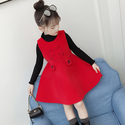Детска модерна рокля за момичета с апликация в два цвята