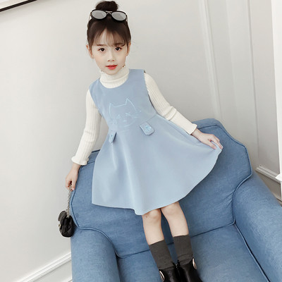 Rochie moderna pentru fete pentru copii cu aplicatie in doua culori