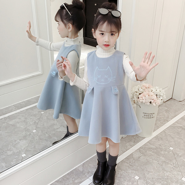 Rochie moderna pentru fete pentru copii cu aplicatie in doua culori