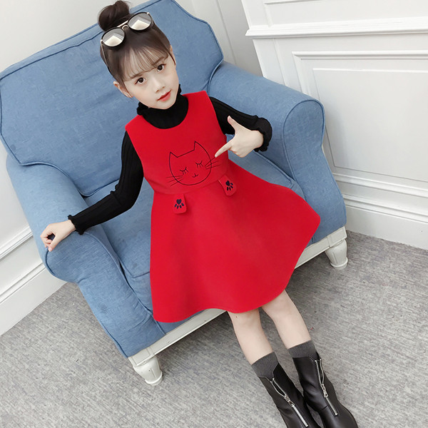 Rochie moderna pentru fete pentru copii cu aplicatie in doua culori