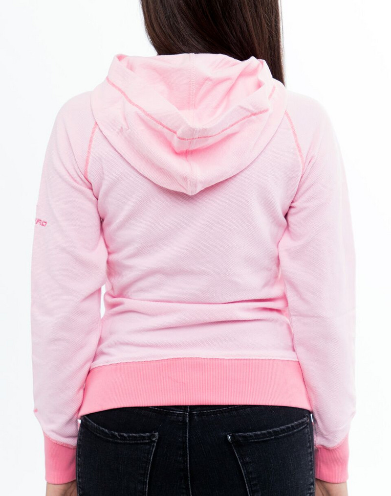 Αθλητικό γυναικείο φούτερ με κουκούλα σε ροζ και λευκό χρώμα