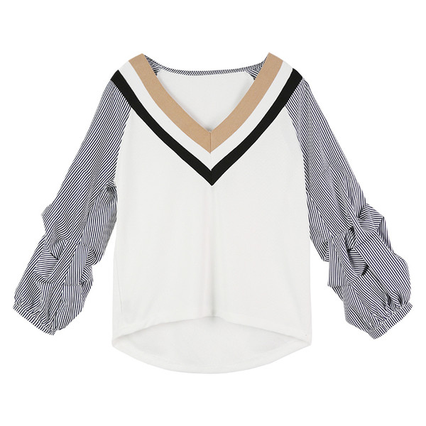 Дамска модерна риза с V-образно деколте в два цвята