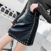 Fusta de dama din piele cu talie inalta