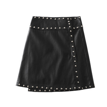 Fusta de dama din piele cu talie inalta