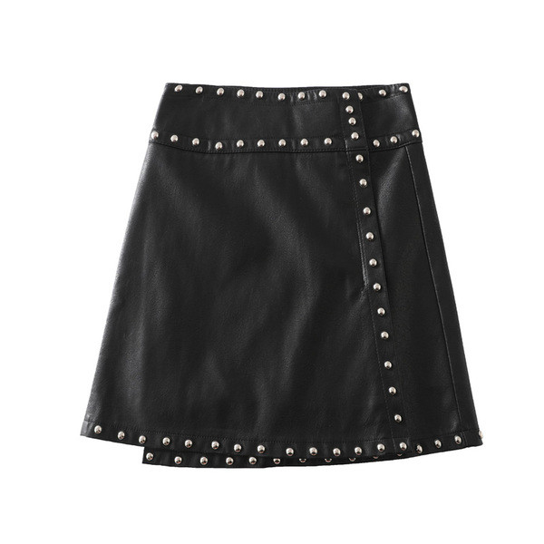 Fusta de dama din piele cu talie inalta