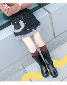 Fusta de blugi pentru copii cu puf