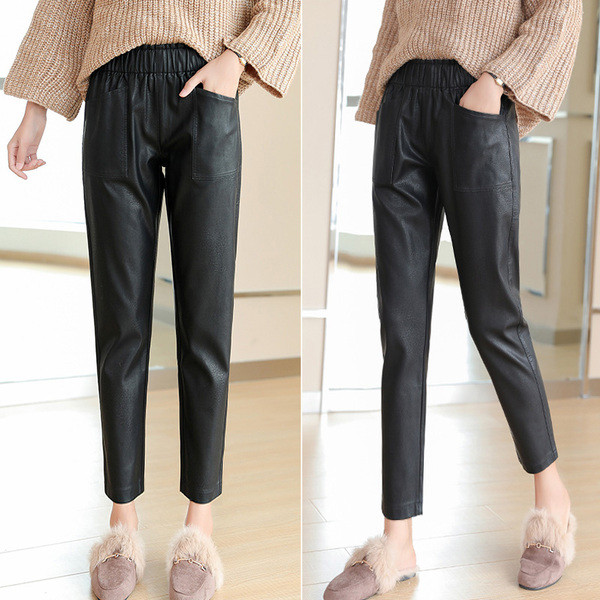 Pantaloni eleganti din piele de dama