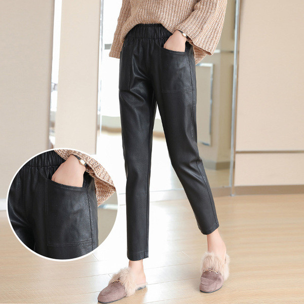 Pantaloni eleganti din piele de dama