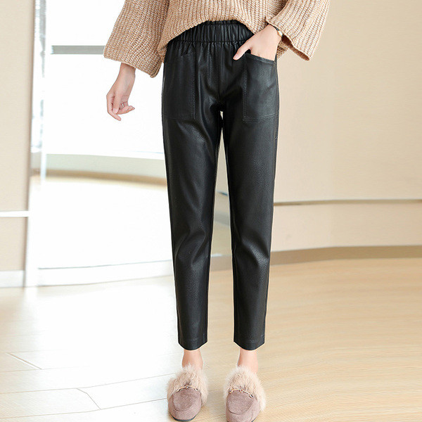 Pantaloni eleganti din piele de dama