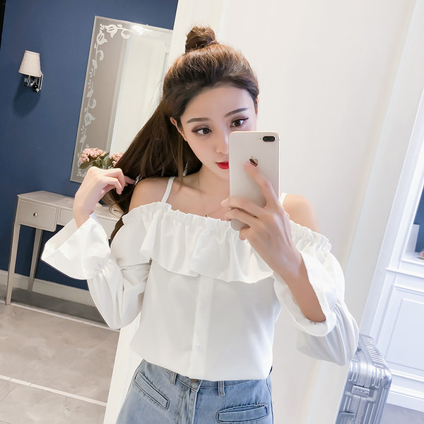 Γυναικεία μοντέρνα μπλούζα σε δύο χρώματα - λευκό και κόκκινο