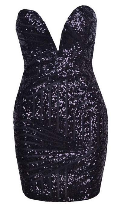 Rochie de dama actuala cu paiete si decolteu in V in trei culori