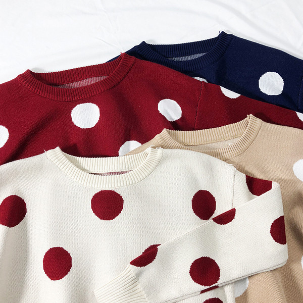 Női pöttyös pulóver több színben