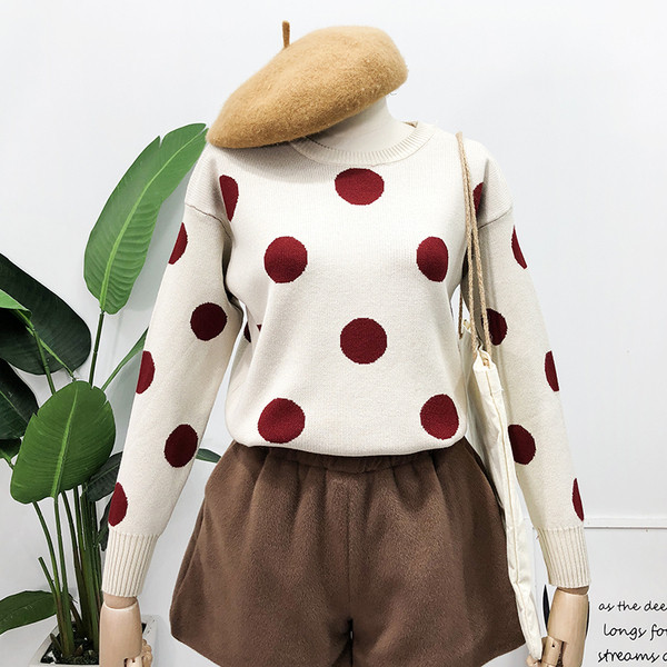 Női pöttyös pulóver több színben