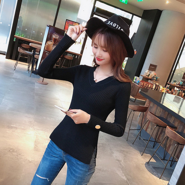 Női blúz V-nyakkal, három színben