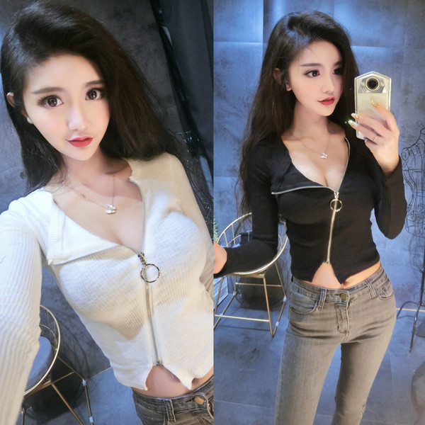 Γυναικεία μπλόυζα με φερμουάρ σε δύο χρώματα