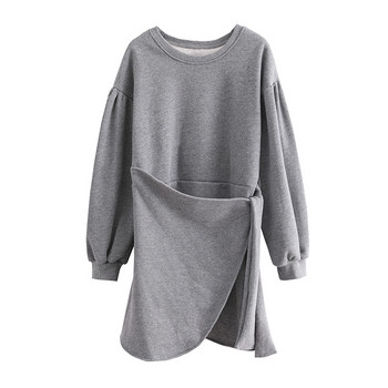 Ежедневна дамска рокля с широки ръкави и връзки в три цвята