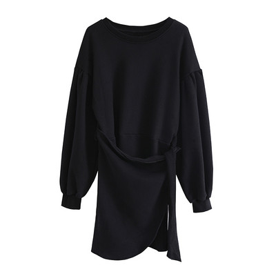 Ежедневна дамска рокля с широки ръкави и връзки в три цвята