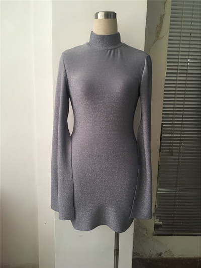 ХИТ Актуална дамска рокля къс модел с лъскав ефект 