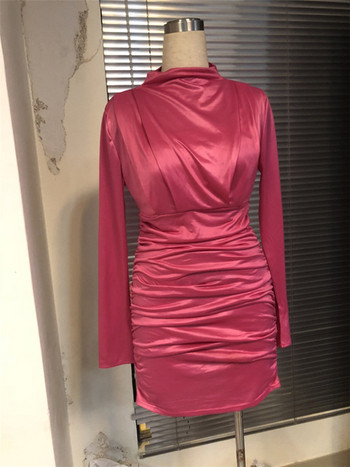 Стилна дамска рокля  къс модел с дълъг ръкав в няколко цвята 