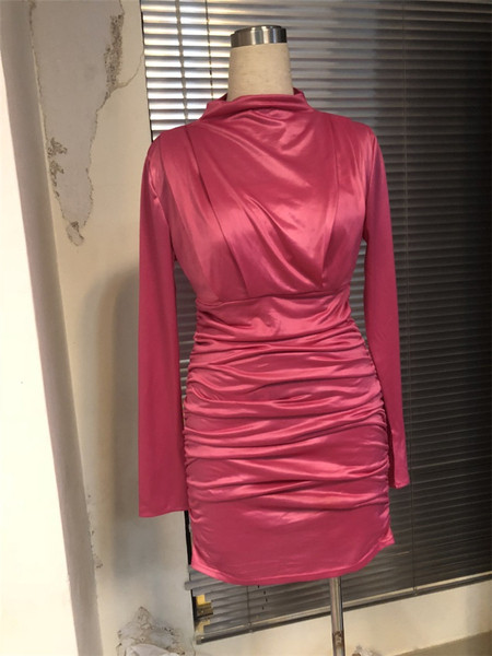 Стилна дамска рокля  къс модел с дълъг ръкав в няколко цвята 