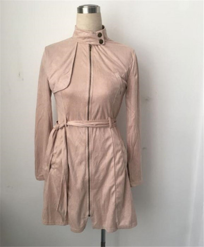 Модерна дамска рокля с джобове и колан на талията в няколко цвята