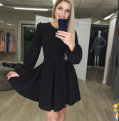 Модерна дамска рокля разкроен модел  в черен и червен цвят