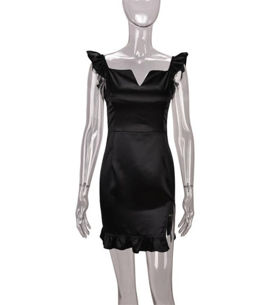 Стилна дамска рокля Slim модел с V-образно деколте в няколко цвята 