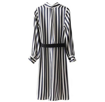 Modern női csíkos ing típusú övvel