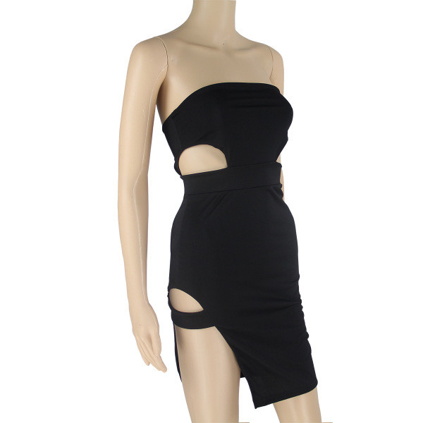 Дамска  рокля тип бюстие в черен и бял цвят