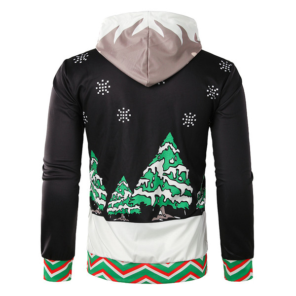 Modern férfi pulóver karácsonyi motívumokkal, fekete színben