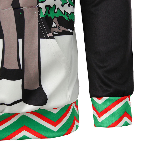 Modern férfi pulóver karácsonyi motívumokkal, fekete színben