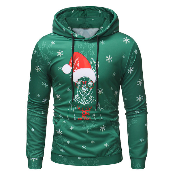 Мъжки суичър с коледна апликация в черен и зелен цвят