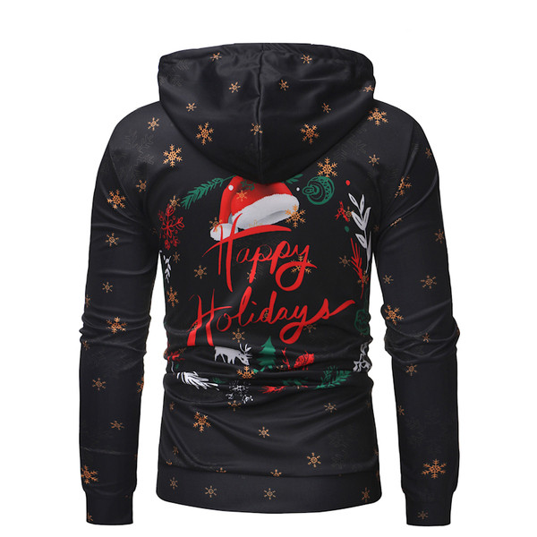 Мъжки суичър с коледна апликация в черен и зелен цвят