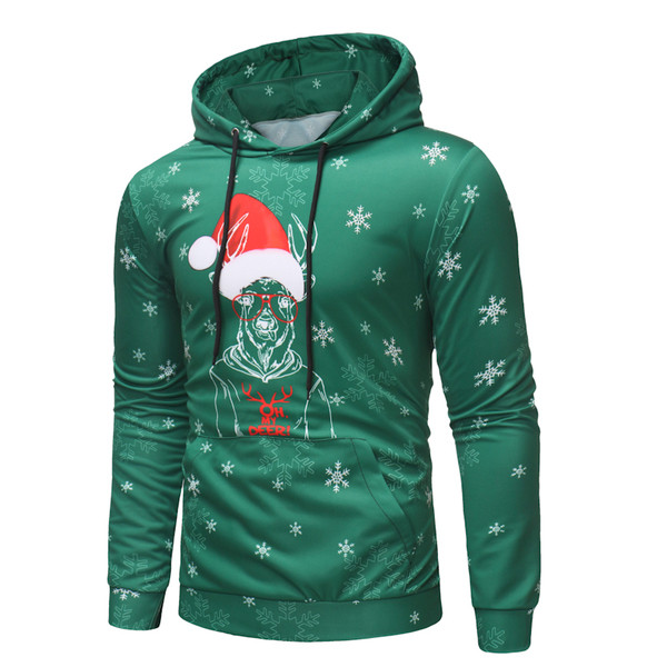 Мъжки суичър с коледна апликация в черен и зелен цвят