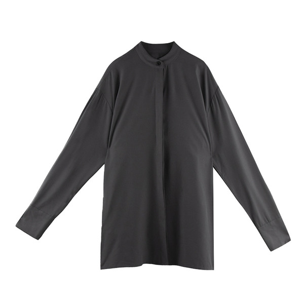 Дамска стилна риза в сив и черен цвят