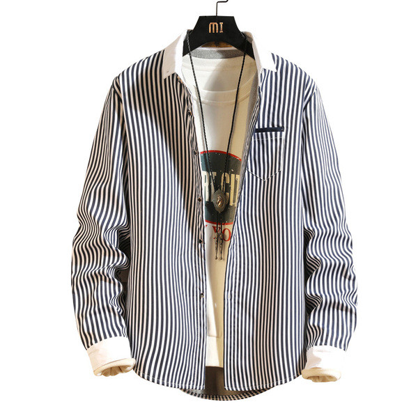 Мъжка риза за есента и зимата на райе в три цвята