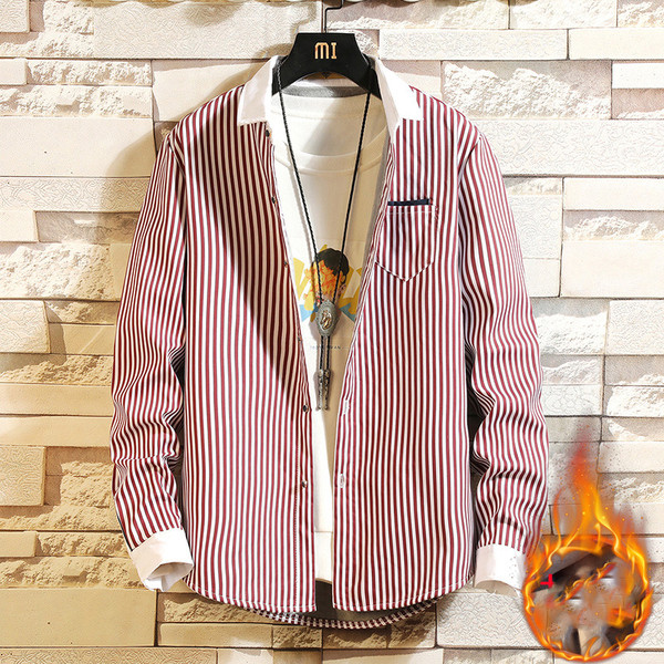 Мъжка риза за есента и зимата на райе в три цвята